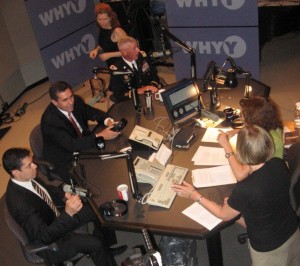 Safa Lentz Voice 006 Seated at the table, from left, Safa Ismael, state Rep. Brian Lentz and host Marty Moss-Coane, plus, standing, producers Patty Leswing and Susan Greenbaum.
