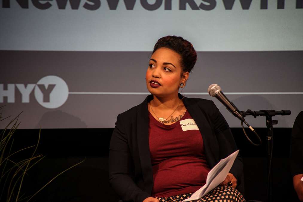 Panelist Phantazia Washington spoke about the disproportionate number of homeless youth who identify as LGBT.