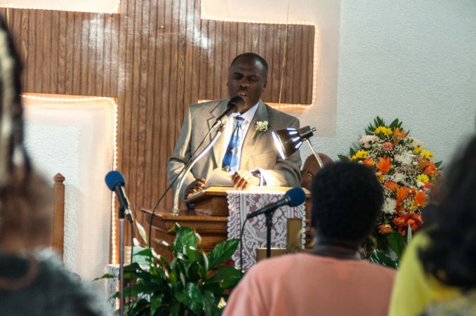 Pastor John H. Graves delivers a word during Sunday morning service.