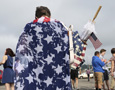 Person draped in flag
