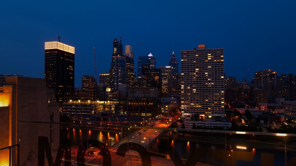 20170828_Philly_Sunset_BS1326 Evening settles over the city's skyline. (Bastiaan Slabbers for WHYY)