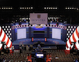 the debate stage at Hofstra University
