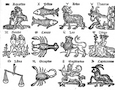 a woodcut of astrological signs