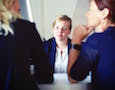 a woman at a job interview