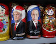 two Matryoshka dolls with the faces of Putin and Trump