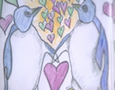 a child's drawing of two penguins
