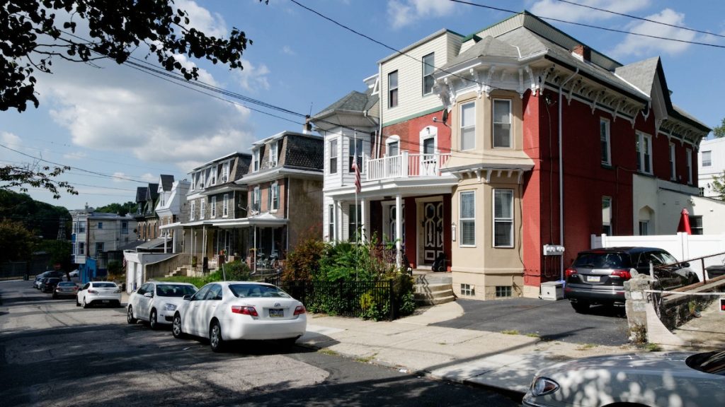 View on the 100 block of Sumac Street. (Bas Slabbers/for NewsWorks) Andrew Langsam's three-story, 19th-century twins represent the flash point between the owner and the local civic group. (Bas Slabbers/for NewsWorks)