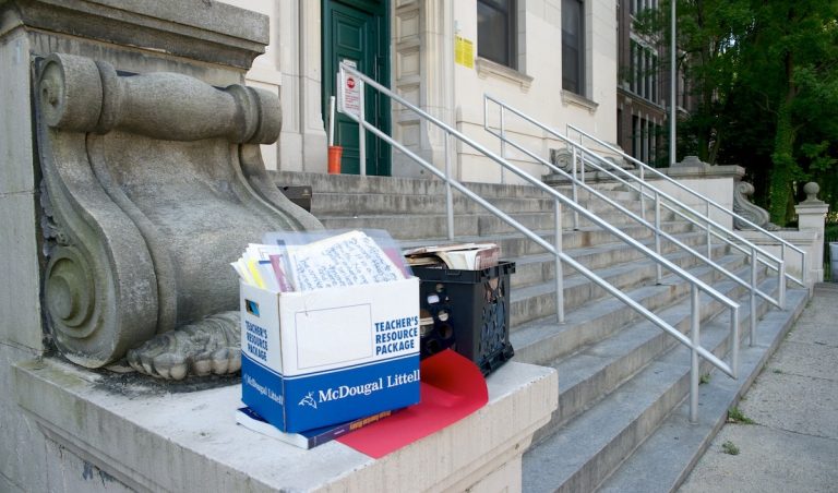 A scene from the last day of school at the now-shuttered Germantown High School. (Bas Slabbers for WHYY)