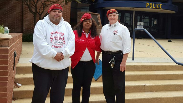  Guardian Angels representatives visited Wilmington, Delaware, police to talk about street patrols and other efforts to help fight crime in the city. 