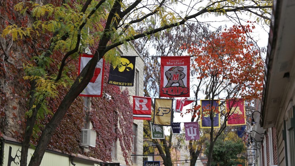 11_21_2014_mystery_photo03 Where in Pennsylvania are these flags hung — bonus points if you can name the walkway. (Lindsay Lazarski/WHYY)