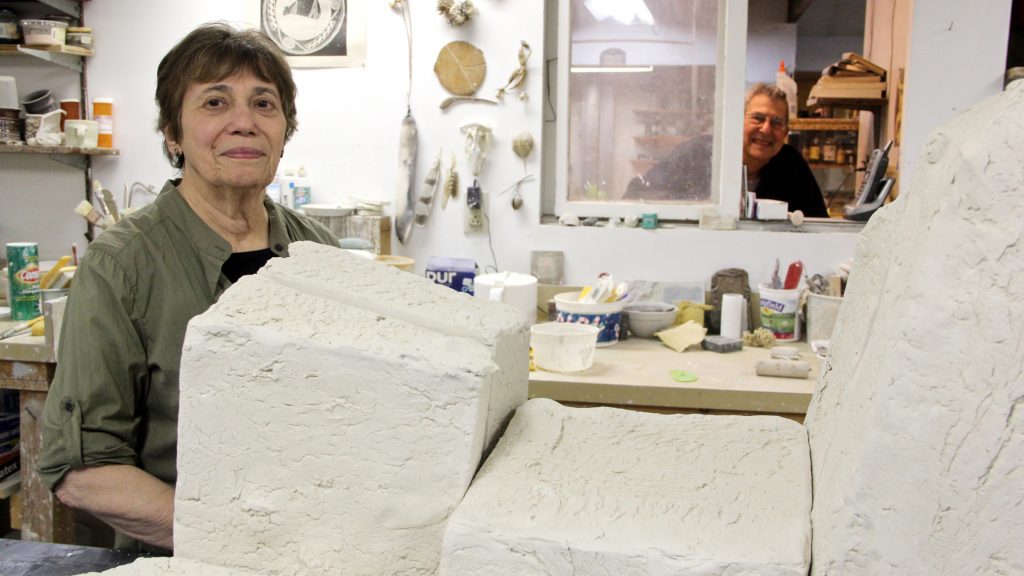 Clay artists Paula and Robert Winokur work in side-by-side studios behind their home in Horsham, Pa. (Emma Lee/WHYY)
