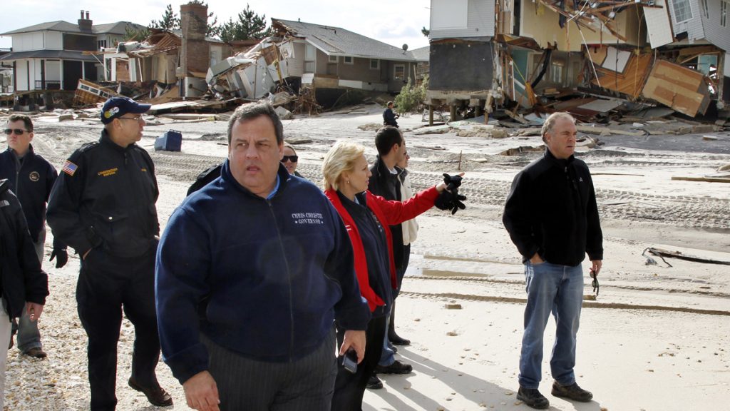 Chris Christie, Kim Guadagno, James Simpson, Bob Martin A severely damaged home is seen Tuesday, Feb. 5, 2013, in Union Beach, N.J. New Jersey (AP FILE Photo/Mel Evans)