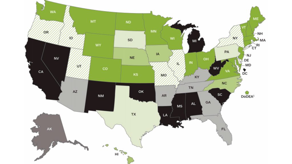 20131115-report-card-for-edu-1200 New Jersey (highlighted in green) shows scores higher than the national average at both grades 4 and 8