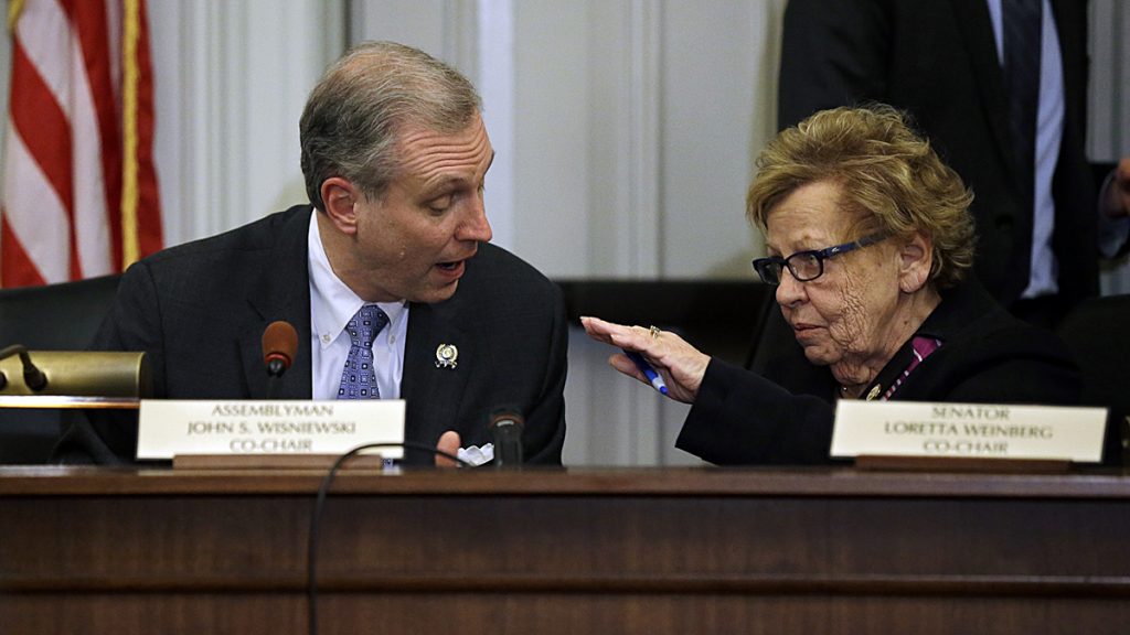 John S. Wisniewski, Loretta Weinberg, New Jersey state Sen. Loretta Weinberg, right, and Assemblyman John S. Wisniewski, left, co-chair a legislative committee looking into Bridgegate. (AP Photo/Mel Evans)