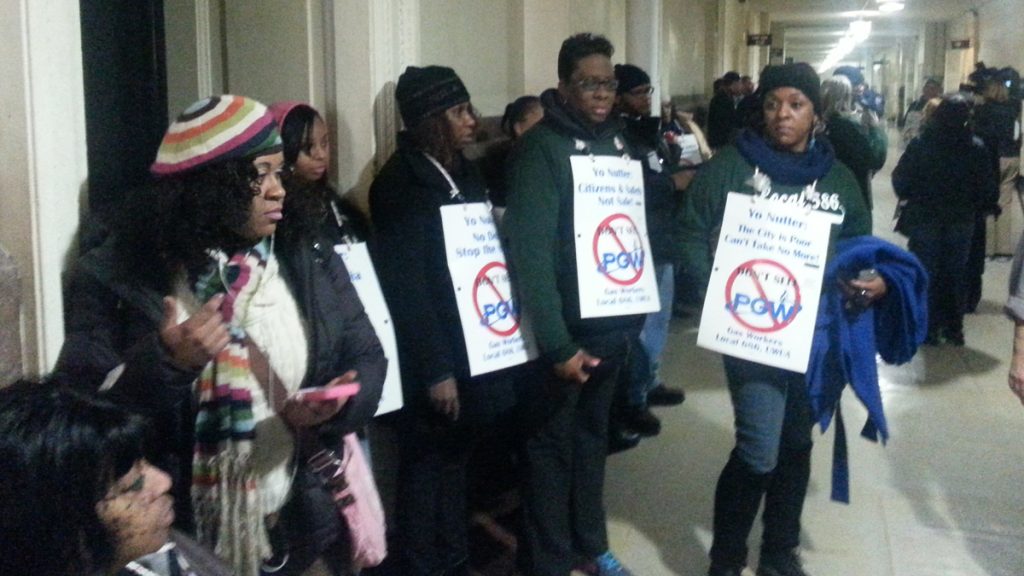 20140306_103327x1200 Protestors at Philadelphia City Hall during the Mayor's budget address on March 6, 2014 (Holly Otterbein/WHYY)