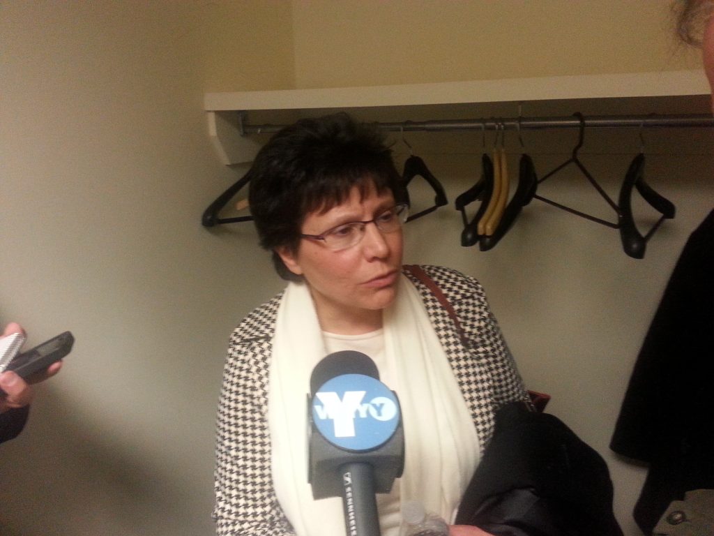  State Rep. Pam DeLissio on her way to court on Wednesday. (Tom MacDonald/WHYY) 