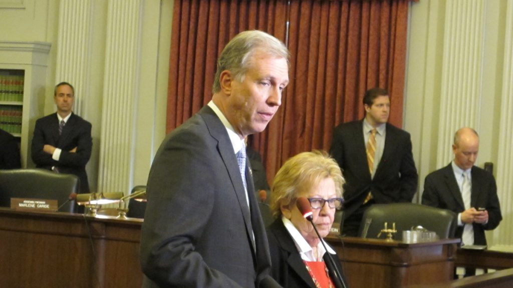 20140409-john-wineski-1200 Assemblyman John Wisniewski and Senate Majority Leader Loretta Weinberg detail the latest efforts by the legislative committee investigating the George Washington Bridge scandal (Phil Gregory/for NewsWorks)