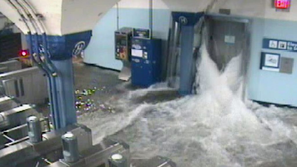Hoboken's PATH station during Superstorm Sandy. Hoboken's mayor claims Sandy aid was withheld for political reasons. (AP Photo/Port Authority of New York and New Jersey)