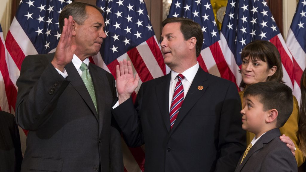  Speaker of the House Rep. John Boehner, R-Ohio, left, poses for a photo with Representative-elect Donald Norcross, D-N.J., center, during a ceremonial swearing-in ceremony on Capitol Hill, on Wednesday, Nov. 12, 2014. (AP Photo/Evan Vucci) 