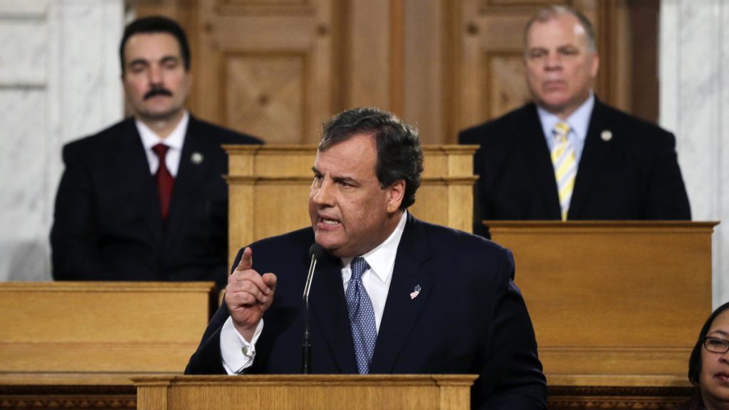 Stephen M. Sweeney, Vincent Prieto, Chris Christie New Jersey Senate president Stephen M. Sweeney, right, D- West Deptford, N.J., and Assembly Speaker Vincent Prieto, left, D-Secaucus, N.J., listen as Gov. Chris Christie emphasizes a point while delivering his State of the State address Tuesday, Jan. 14, 2014, at the Statehouse in Trenton, N.J. (Mel Evans/AP Photo)