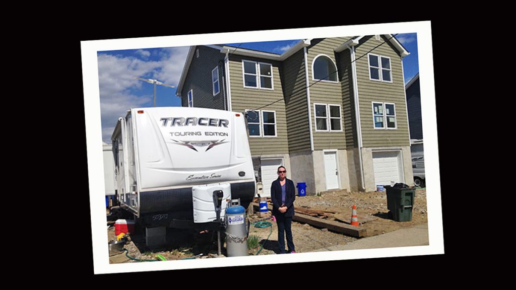 20150429-nj-spotlight-storm-update-1200 Andrea Kassimatis and her family of five are still living in a 37-foot trailer as they wait for contractors to finish building their new home.