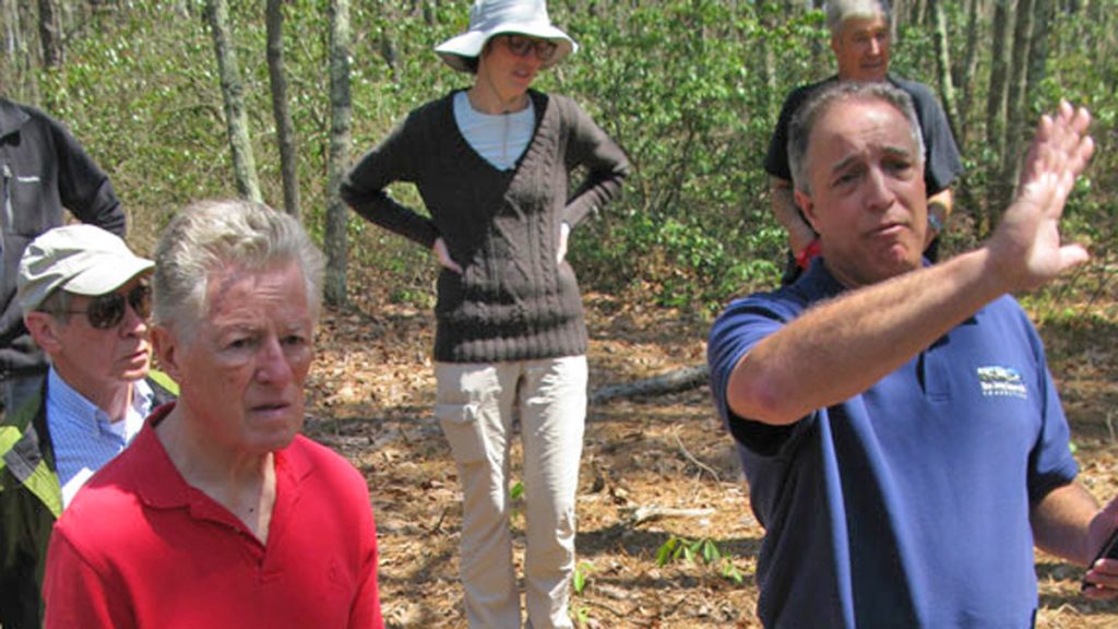 Former Gov. James Florio, left, and Emile DeVito, science director for New Jersey Conservation Foundation on the site where Six Flags wants to build its massive solar farm. 