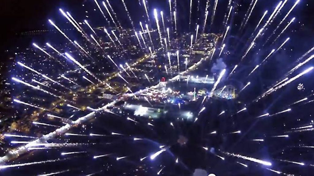 20150624-wildwood-drone-style-1200 Screen capture from a video showing a drone view of the July 4, 2014 fireworks above Wildwood, N.J. It was shot by Matt Ulmer.