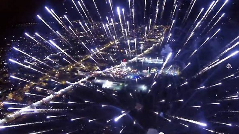  Screen capture from a video showing a drone view of the July 4, 2014 fireworks above Wildwood, N.J. It was shot by Matt Ulmer. 
