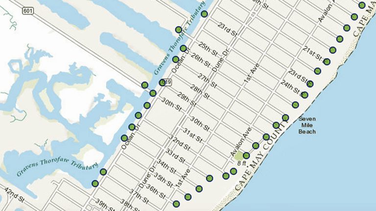 Public access points from a N.J. Department of Environmental Protection map.