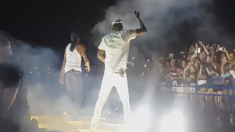 This photo shows the concert a second before the railing collapsed. (Image from Twitter video by Łast♢K₩een)