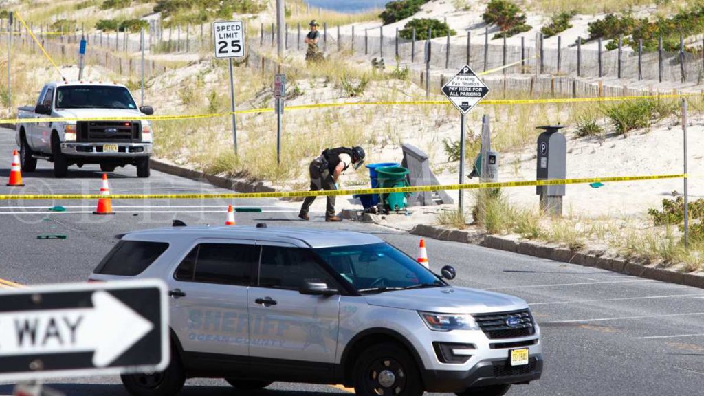 20160918-ben-photo A bomb squad technician near the garbage can explosion site in Seaside Park Saturday