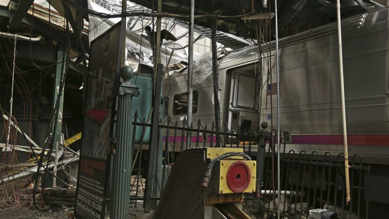 NTSB photo shows the damage done to the Hoboken Terminal in Hoboken