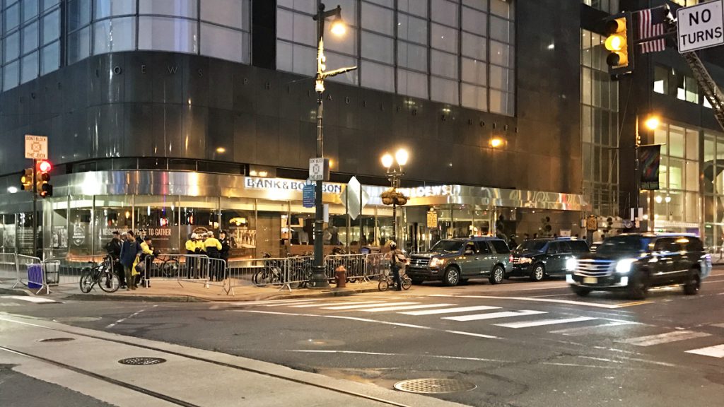 20170125-loews-by-lowe President Trump and British Prime Minister Theresa May will address congressional Republicans at the Loews hotel in Philadelphia. (Jared Lowe/WHYY)