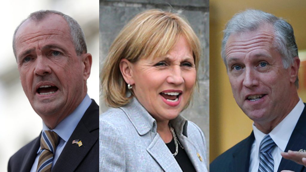 2017njgovx1200 New Jersey Gubernatorial contenders (from left) former Obama administration ambassador Phil Murphy; Lt. Gov. Kim Guadagno; and New Jersey Assemblyman John S. Wisniewski