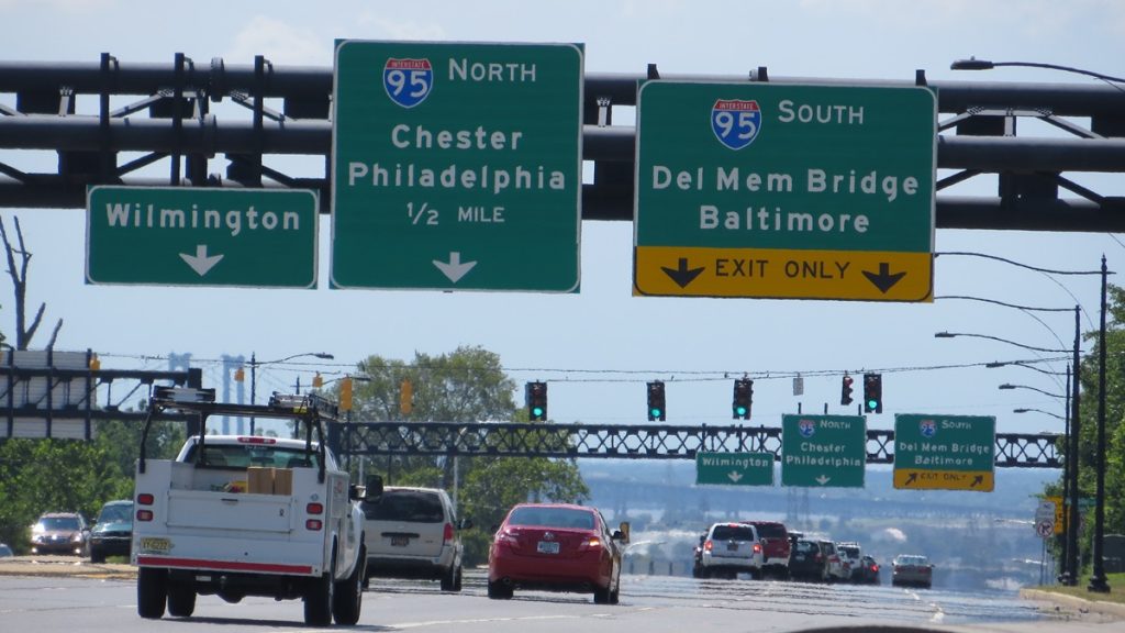 202-169 Cars head south on Rt. 202 towards the newly finished interchange on Friday morning. (Mark Eichmann/WHYY)