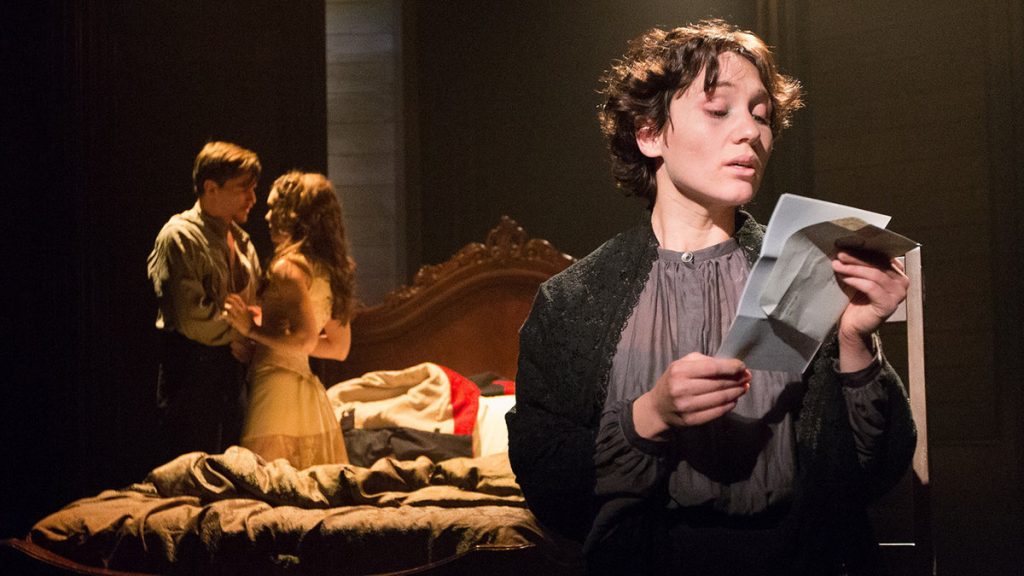 657-2 From left, Ben Michael, Jennie Eisenhower and Liz Filios in Arden Theatre Company’s production of 'Passion.' (Photo courtesy of Mark Garvin)