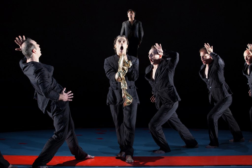 6675-5 The Greek chorus in Wilma Theater Company's production of 'Antigone.' (Photo courtesy of Alexander Iziliaev)