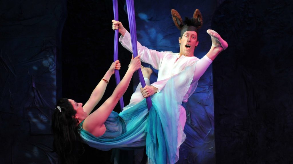 675-107 John Zak and Eleni Delopoulos in Philadelphia Shakespeare Theatre's production of 'A Midsummer Night's Dream.' (Photo courtesy of Kendall Whitehouse)