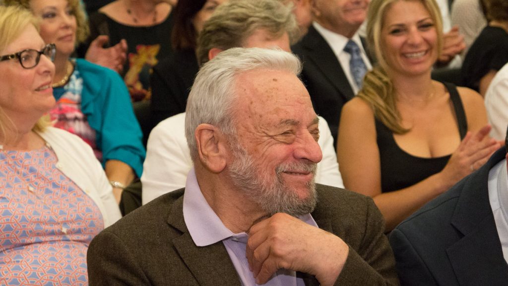 675-121 Stephen Sondheim watches a performance of his work at a concert Monday night, during which Arden Theatre presented him with its first Master Storyteller Award. (Photo courtesy of Mark Garvin)