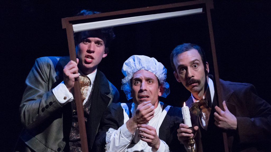 675-129 In Lantern Theater Company's production of 'The Hound of the Baskervilles' (from left): Daniel Fredrick, Damon Bonetti, and Dave Johnson. (Photo courtesy of Mark Garvin)