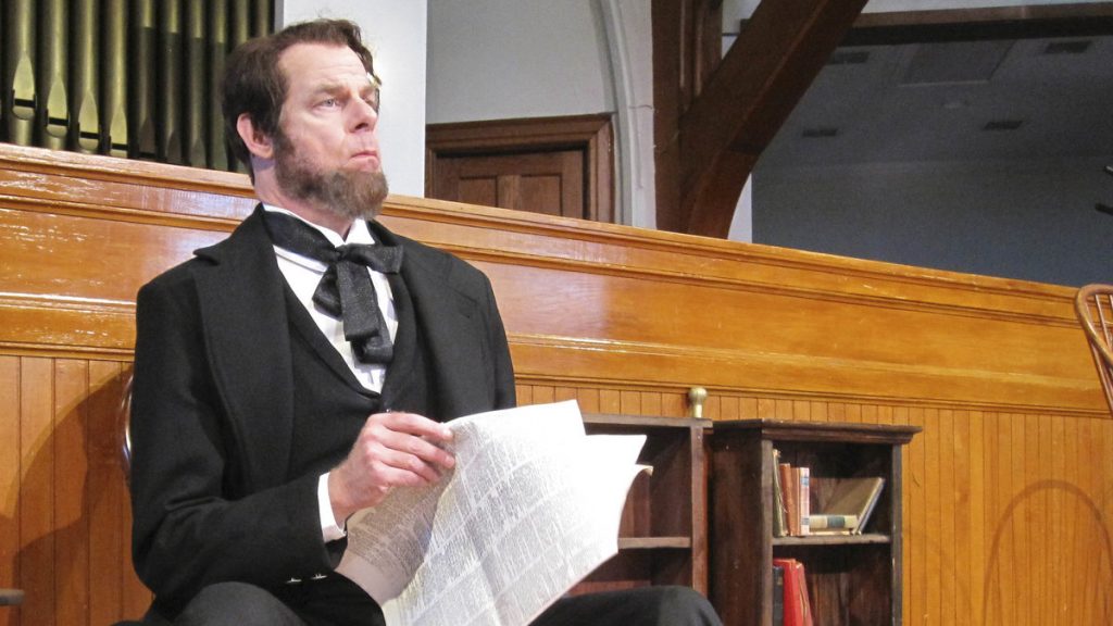 675-134 Tom Byrn as Abraham Lincoln in East Lynne Theater Company's production of 'Mr. Lincoln.' (Photo courtesy of Gayle Stahlhuth)
