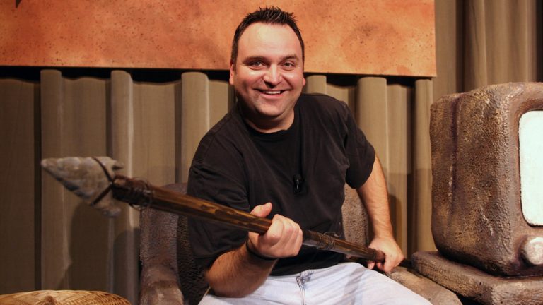  Vince Valentine in 'Defending the Caveman' at Penn's Landing Playhouse.  