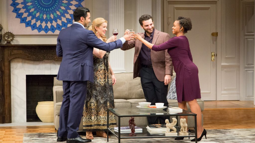 675-151 In Philadelphia Theatre Company's production of 'Disgraced,' from left: Pej Vahdat, Monette Magrath,Ben Graney and Aimé Donna Kelly. (Photo courtesy of Mark Garvin)