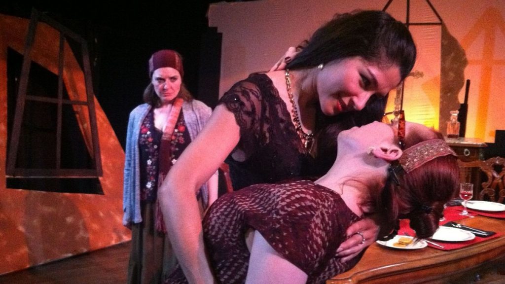 675-2 Amanda Grove (left), Jessica Gruver and Amanda Schoonover in Luna Theater Company's production of 'Brainpeople'