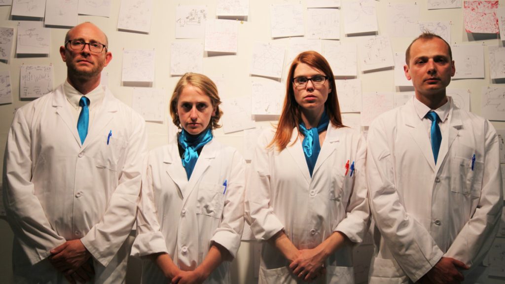 675-33 Members of the Institute for Psychogeographic Adventure, the resenters of 'Experiment #39 Old City' in the Fringe Festival. They are, from left, Andrew Goldberg, Emily Rea, Liza Wade Green and Radoslaw Konopka. (Photo courtesy of Steven Dufala)
