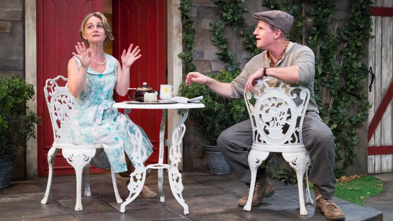  Jennifer Childs and Anthony Lawton in 1812 Productions' version of 'Intimate Exchanges.' The show opens its season and is also part of the Philly Fringe Festival. (Photo courtesy of Mark Garvin)  
