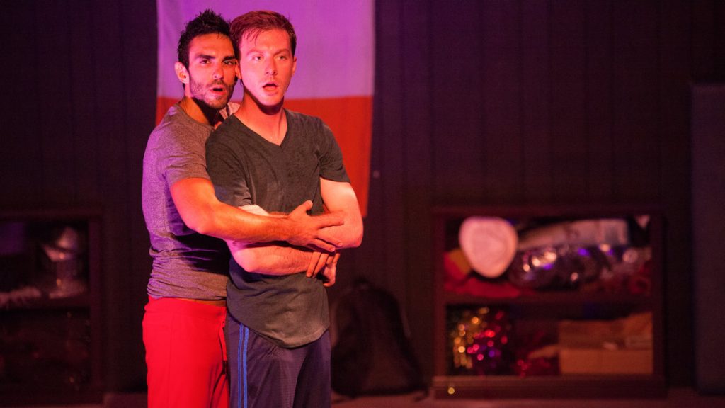 675-38 Peter Andrew Danzig (left) and Zachary Chiero as star-crossed Mummers in the Tribe of Fools production of its original 'Two Street.' (Photo courtesy of Plate3Photography)