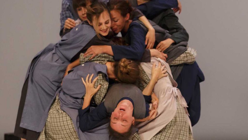 675-42 The cast of 'The Four Seasons Restaurant' at the Philly Fringe Festival, either birthing a character or sending her to the afterlife. (Photo courtesy of Christophe Raynoud de Lage)