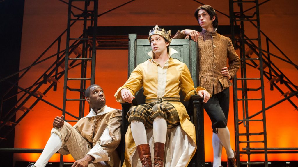 675-55 In Quintessence Theatre Group's 'Richard II,' from left: Ashton Cater, James-Patrick Davis (as Richard II), and Alexander Harvey. (Photo courtesy of Shawn May)