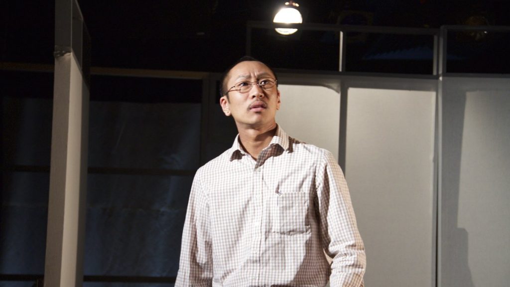 675-93 Makoto Hirano in the Plays & Players production of 'Hold These Truths.' (Photo courtesy of Ted Tarnovski)